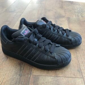 Vintage Adidas Superstar 2 Women’s Classic Shell Toe All Black “Hottie” Sole Sz8